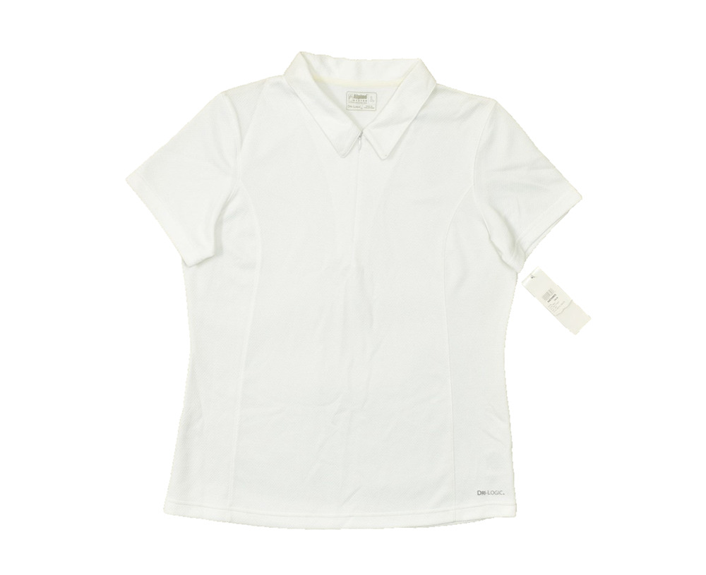Alpine Design Women's L Optic White Dri-Logic Quarter Zip Short Sleeve Polo NEW